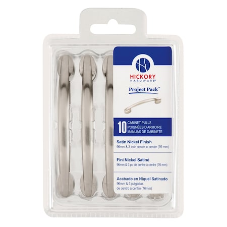 Hickory Hardware Pull 3 Inch & 3-3/4 Inch (96mm) Center to Center, 10PK VP3447-SN